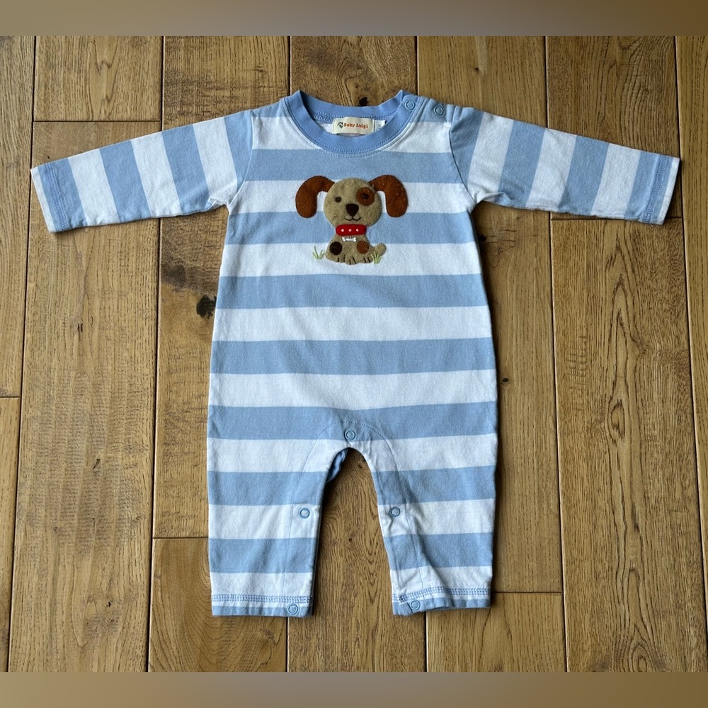 Baby Luigi Striped Puppy Appliqué Romper size 6 Months